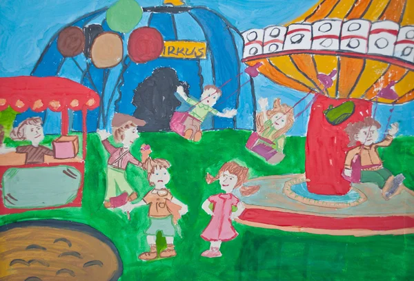 Kid's drawing of Circus — Stock Photo, Image