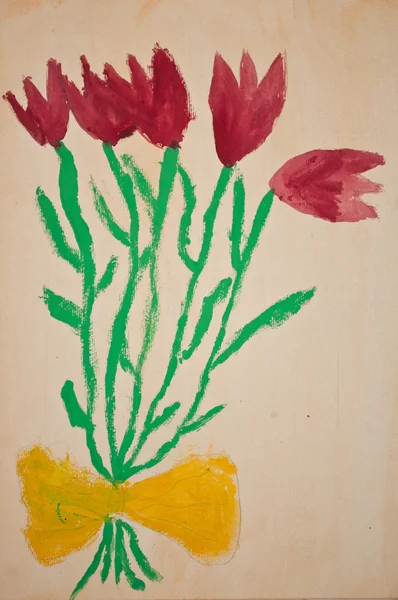 Child's drawing of flowers — Stock Photo, Image