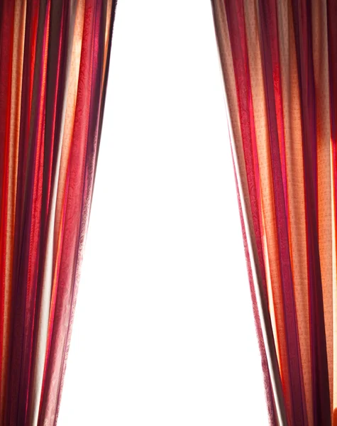 白で隔離される赤いカーテン — ストック写真