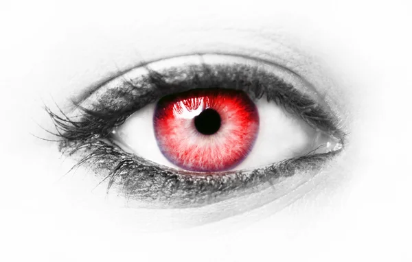Efekt czerwonych oczu na białym tle — Zdjęcie stockowe