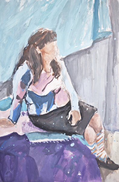 Оригинальная акриловая живопись женщины
