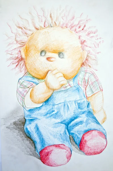 Kresba hračka panenka — Stock fotografie