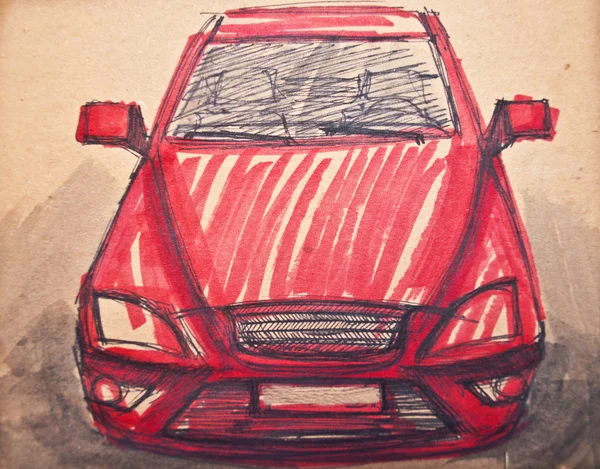 Piros sport autó vázlat — Stock Fotó