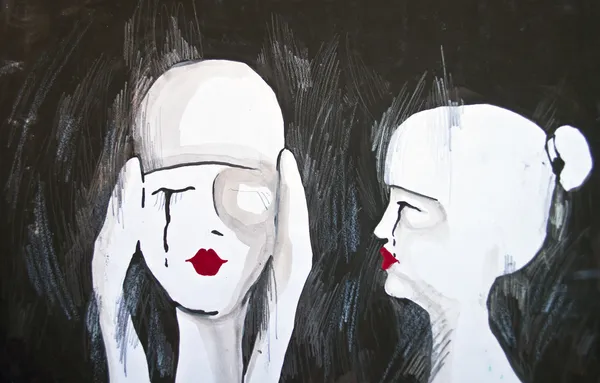 Original painting of two woman — Stock Photo, Image