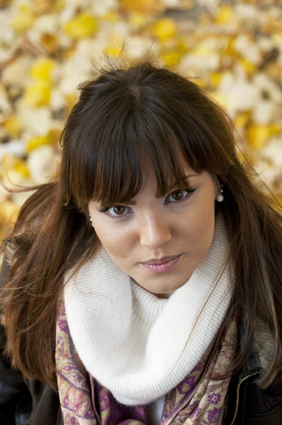 Attractive brunette portrait outdoors — Stock Photo, Image