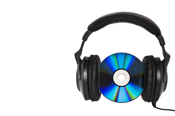 Headphones with CD - Music concept — Stock Photo, Image