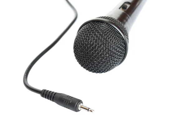 Micrófono con cable aislado sobre fondo blanco — Foto de Stock