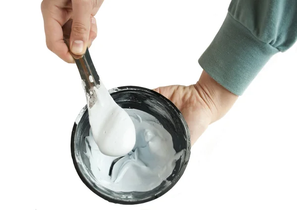 Hand mixing plaster — Stock Photo, Image
