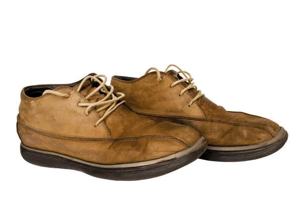 흰색 절연 사용된 갈색 가죽 신발 — 스톡 사진