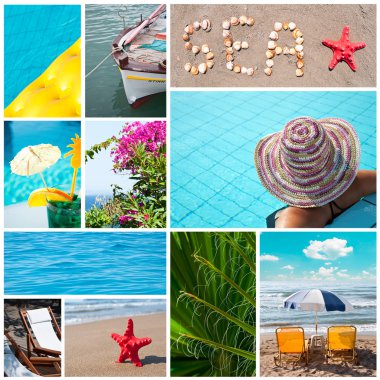 Colorful sea collage - Summer vacation conceptual images clipart