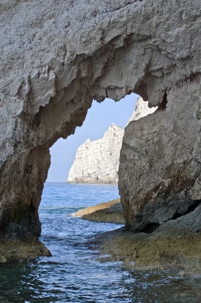 Ünlü mavi mağaralar görünümü Zakynthos Adası (Yunanistan) — Stok fotoğraf