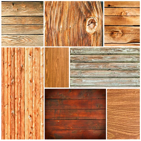 Holz Texturen Collage — Stockfoto