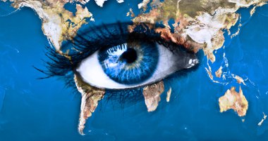 Planet earth and blue eye clipart