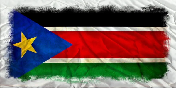 Гранж-флаг Южного Судана — стоковое фото