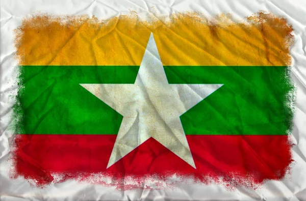Vlajka Myanmaru grunge — Stock fotografie