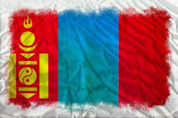 Bandeira grunge da Mongólia — Fotografia de Stock