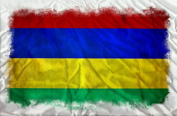 Bandeira do grunge da Maurícia — Fotografia de Stock