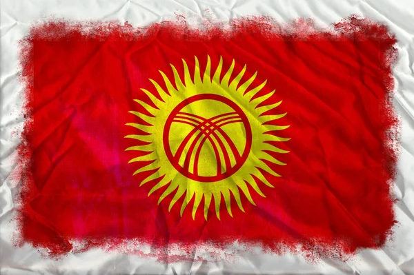 Kyrgistan grunge 旗 — 图库照片