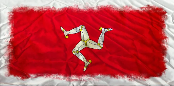 A man-szigeti grunge zászló — Stock Fotó