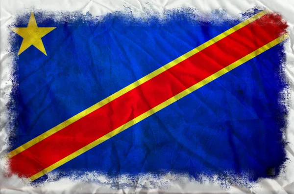 Flaga nieczysty Demokratycznej Republiki Konga — Zdjęcie stockowe