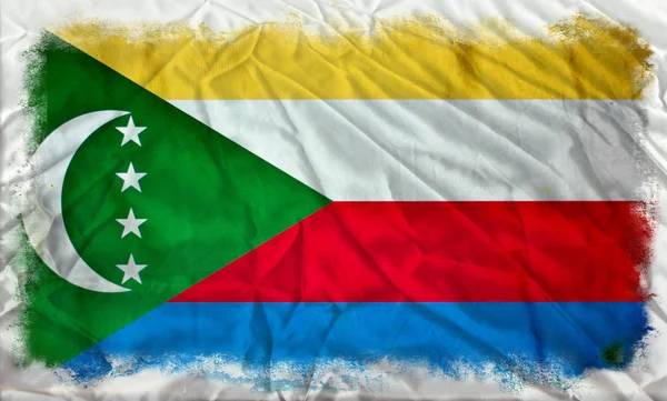 Comorese grunge vlag — Stockfoto