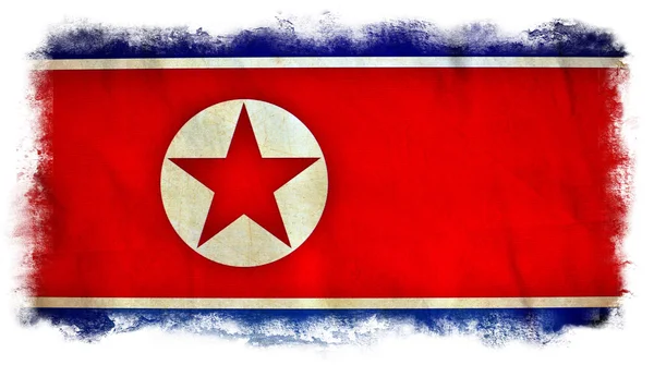 Korea północna granica flaga — Zdjęcie stockowe