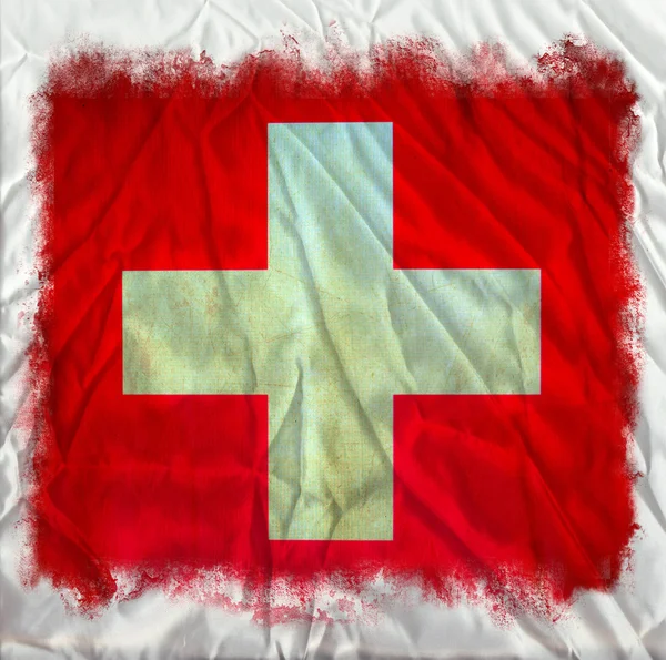 瑞士 grunge 旗 — 图库照片