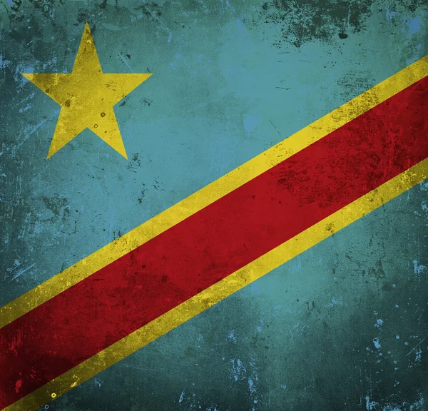 Grunge flagga demokratiska republiken Kongo — Stockfoto
