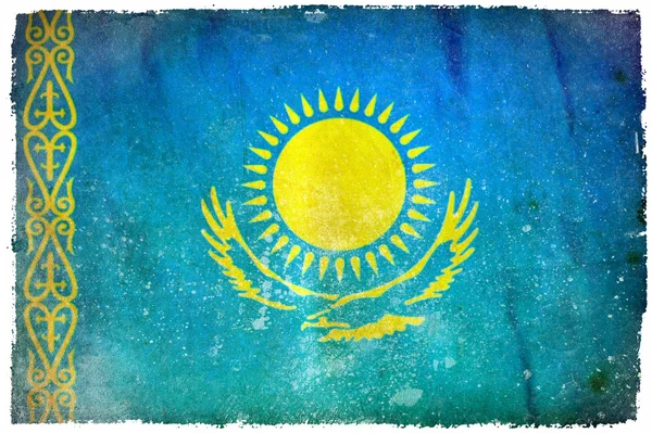 Kazakstan grunge flagga — Stockfoto