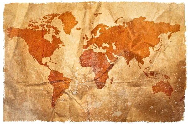 棕褐色的 grunge 的世界地图 — 图库照片