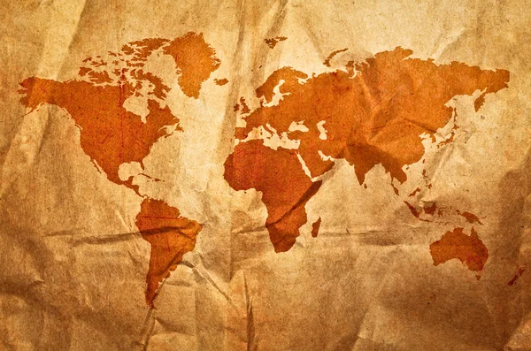 Mapa světa grunge sépie — Stock fotografie