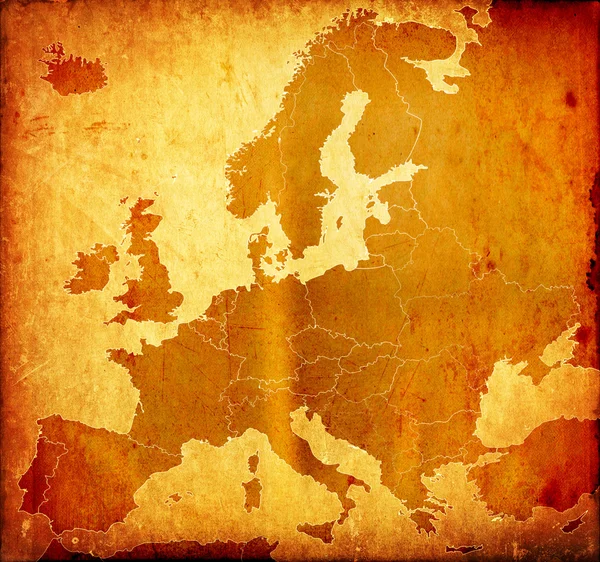 Grunge 欧洲地图 — 图库照片