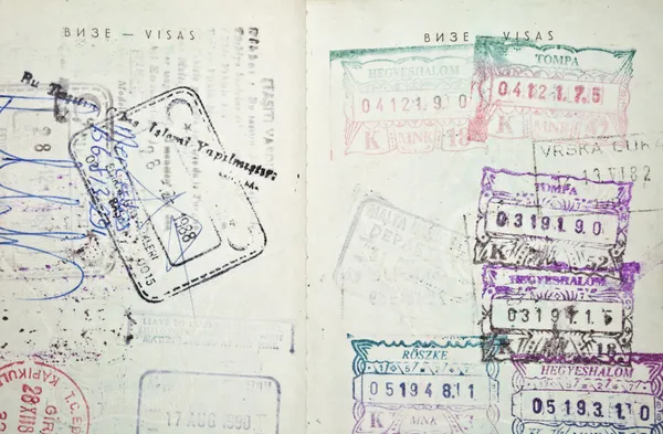 Kleurrijke paspoort stempels — Stockfoto