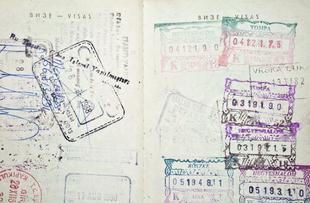 Colorful passport stamps