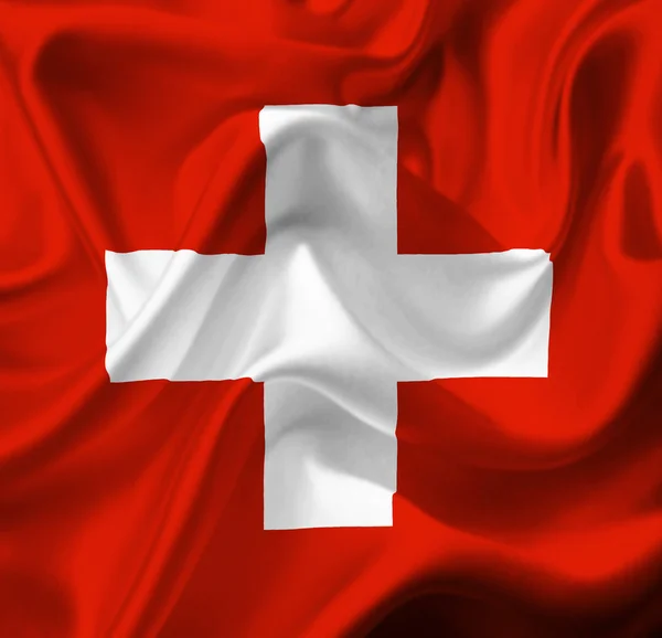 Bandera ondeante suiza — Foto de Stock