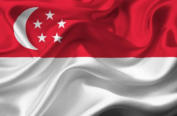 Singapur vlající vlajka — Stock fotografie