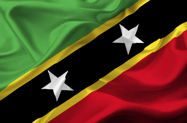 Saint Kitts és Nevis integetett zászló — Stock Fotó