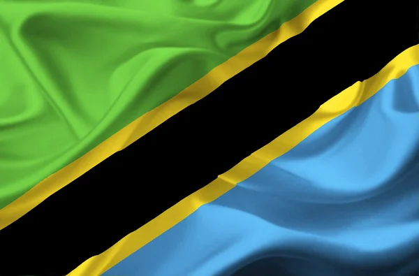 Τανζανία σημαία κυματίζει — Φωτογραφία Αρχείου