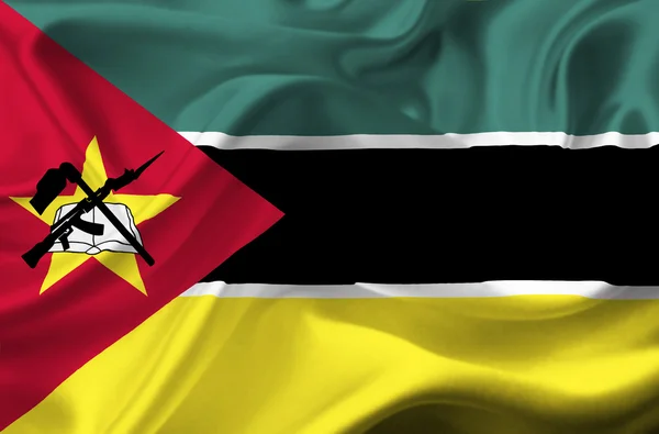Machać flaga Mozambiku — Zdjęcie stockowe