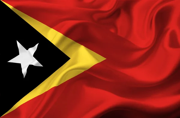 Östtimor viftande flagga — Stockfoto