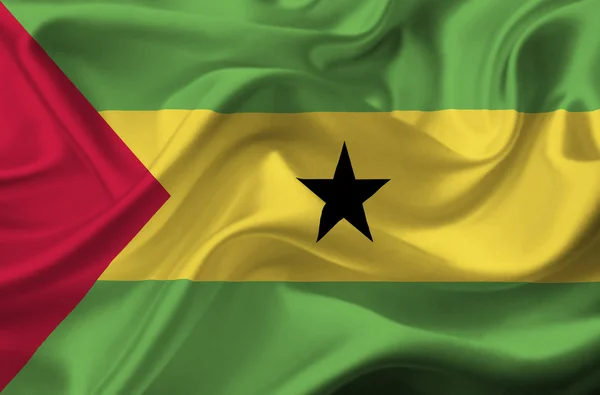 Sao Tomé és Príncipe integetett zászló — Stock Fotó