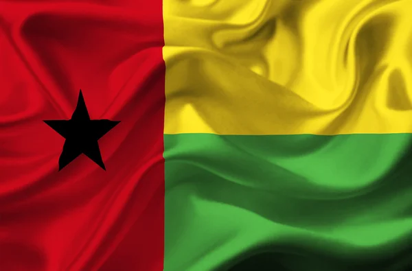 Guinea bissau vlající vlajka — Stock fotografie