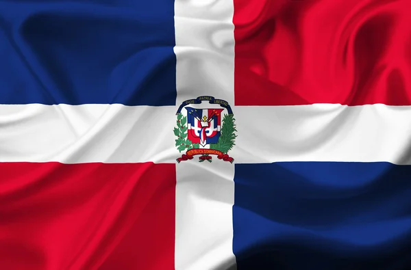 Dominikanska republiken viftar med flagga — Stockfoto