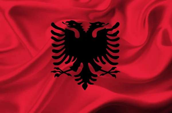 Arnavutluk dalgalanan bayrak — Stok fotoğraf