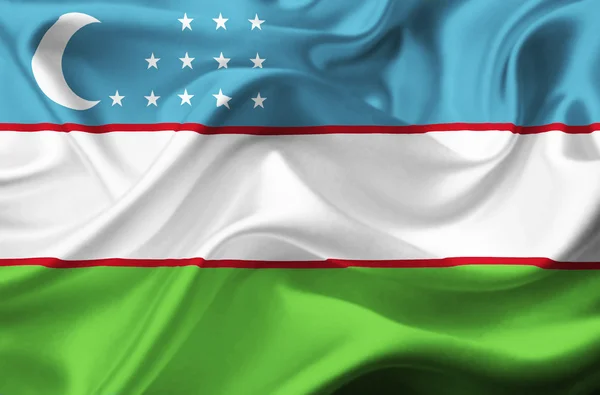乌兹别克斯坦挥动国旗 — 图库照片