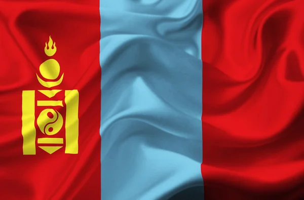 Mongolia sventola bandiera — Foto Stock