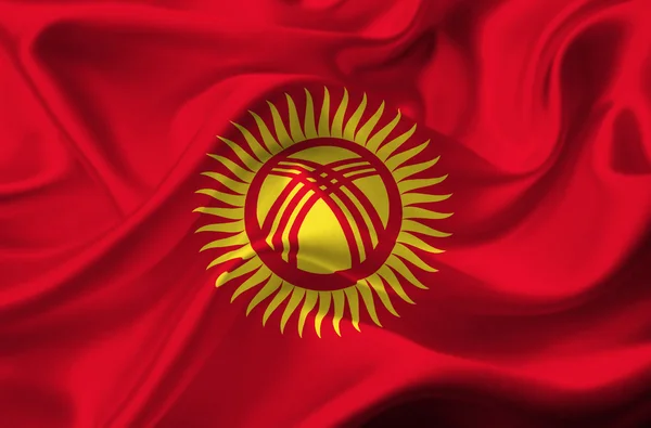 Kirghizistan sventola bandiera — Foto Stock
