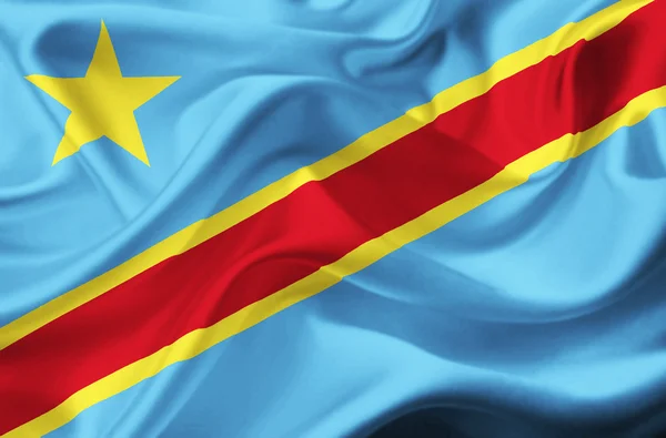 Kongo Demokratik Cumhuriyeti dalgalanan bayrak — Stok fotoğraf