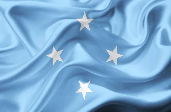 Vlající vlajka Mikronésie — Stock fotografie