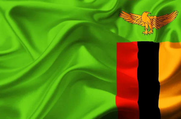 Vlající vlajka Zambie — Stock fotografie